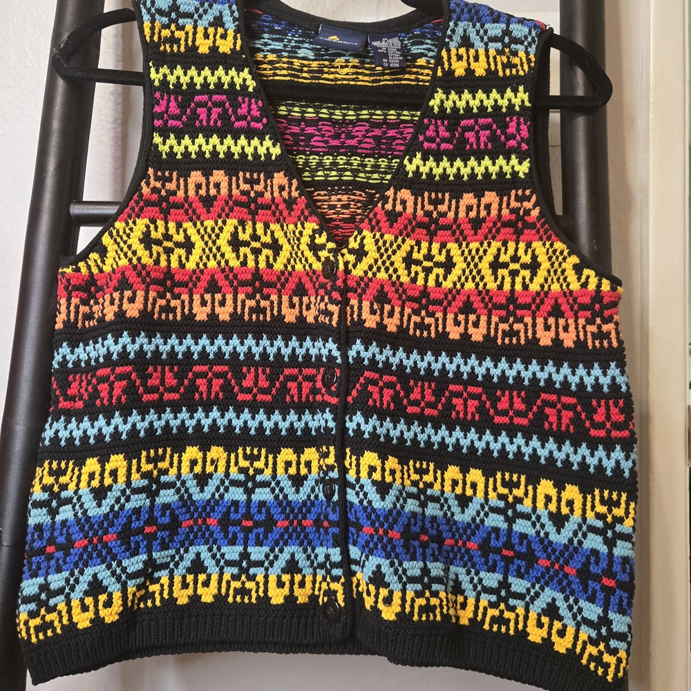 Liz Claiborne Multicolor Patterned Sweater Vest
